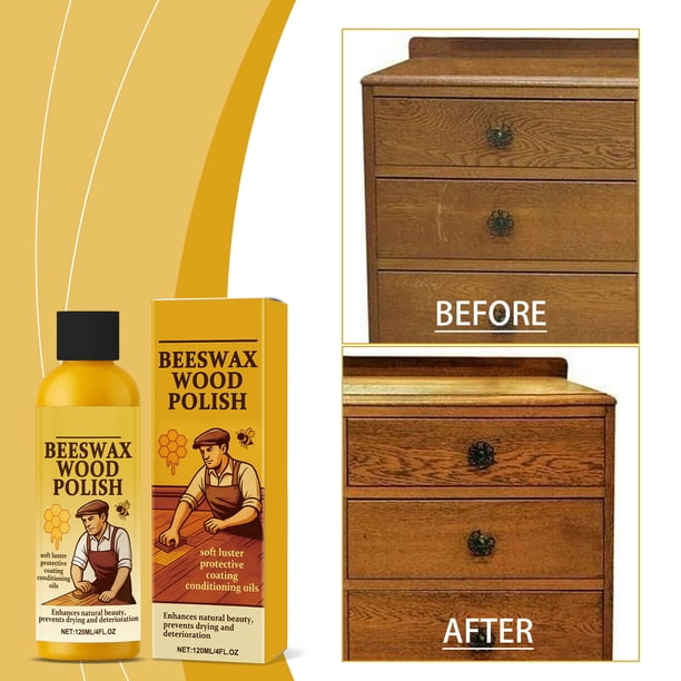 Beeswax Furniture Polish Instantly Removes Restores Wood's Natural Suitable For Multiple Surfaces 120ml