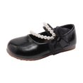 thumbnail image 3 of Viluyesy Girls Vintage-Inspired Flat Shoes – Soft-Sole Leather Lace-Up Dress Shoes with Pearl Bowknot and Delicate Lace Trim, Spring Summer Style Black Size 9.5, 3 of 8
