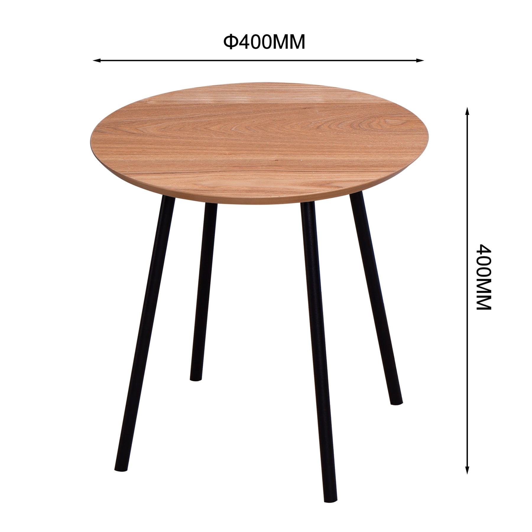 Solid Wood End Table, Wooden Side Table with Metal Legs for Living Room