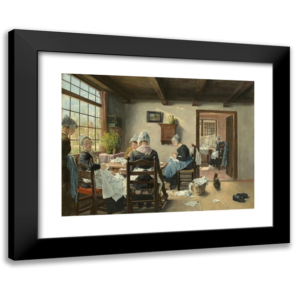 Fritz von Uhde 14x11 Black Modern Framed Museum Art Print Titled - Dutch Sewing Room (1882)