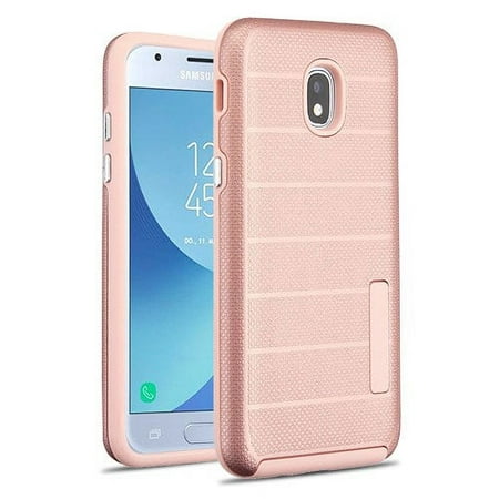 Phone Case For Samsung Galaxy J3 2018, J337, J3 V 3rd Gen, J3 Star, J3 Achieve, Express Prime 3 - Phone Case Shockproof Hybrid Rubber Rugged Case Cover Slim Dots Textured Rose Gold