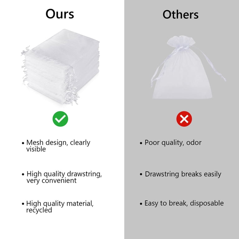 Tripumer Sheer Organza Bags, 200-Piece White Gift Pouches photo 4