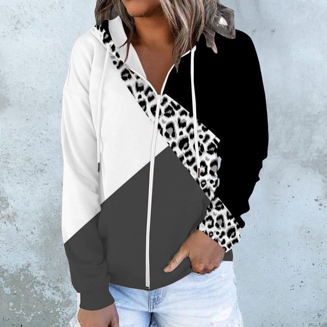Chandails à Capuche Zippés pour Femmes Rabais de 50 % en Liquidation Blouse Imprimée Mode Hauts à Manches Longues Chandail Poches à Capuche