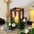 thumbnail image 5 of 6 Pcs Wooden Lantern Centerpiece Set with Eucalyptus Wreaths & LED Flameless Candles for Wedding, 5 of 6
