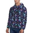 thumbnail image 3 of Honeii Skull Flower Blue Pattern Mens Hoodies Men's Loose Sleeve Sweatshirt,Pullover Hooded Sweatshirt for Men,Essentials Hoodie-Medium, 3 of 7