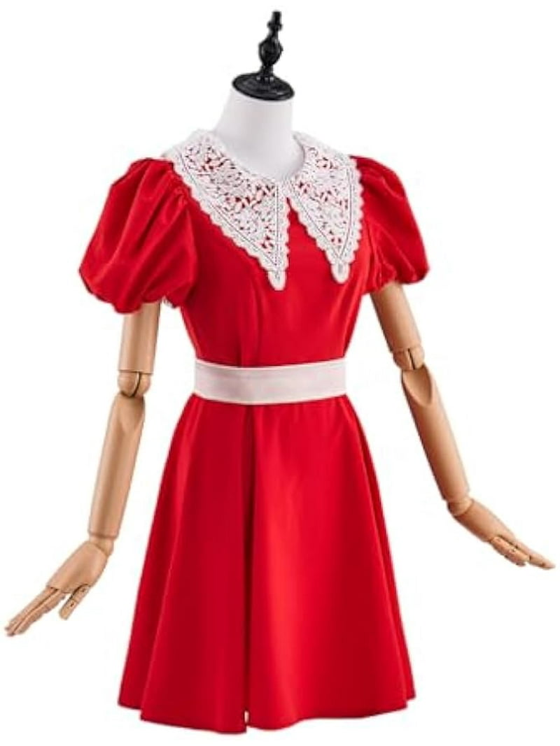 annie red dress with bow Little Orphan Annie Red Dress Musical theater Annie Peter Pan Collar Dress for Adult Outfit Dress