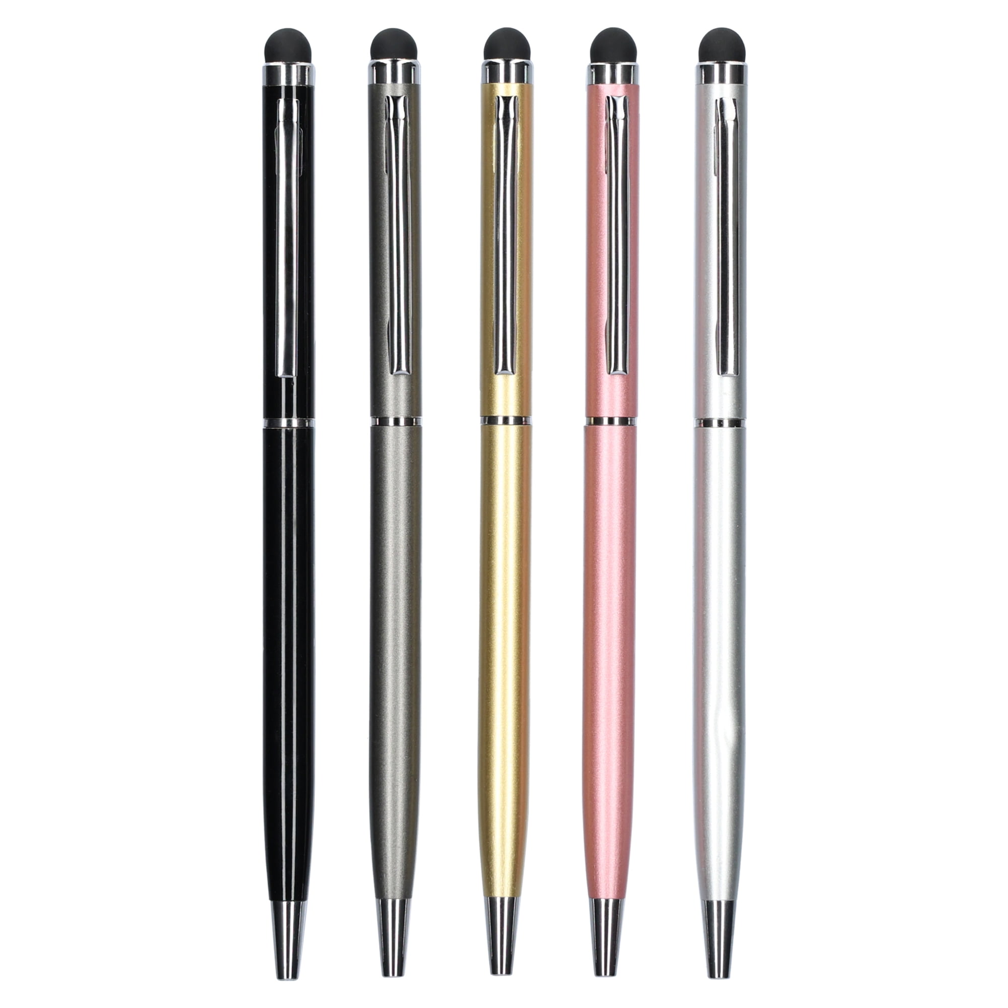 onn. 2-in-1 Stylus with Built-in Ballpoint Pen, 5 Pack