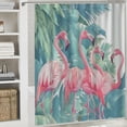 thumbnail image 6 of Orinice Flamingo Monstera Jungle Shower Curtains - Tropical Plant Design, Bring The Jungle into Your Bathroom, Waterproof Fabric,  60x72, 6 of 7