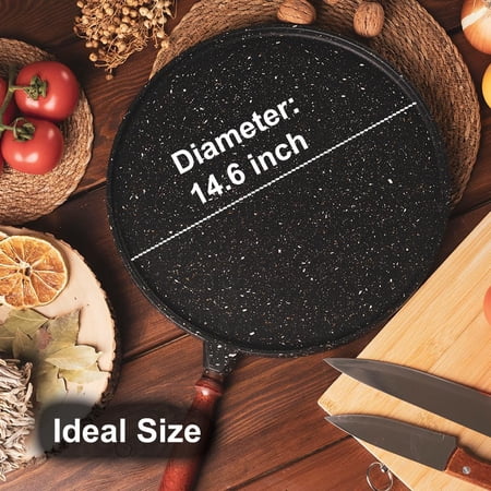 Cast Iron Comal Pan Tawa for Para Tortilla Comales Dosa Crepe Pancake Roti Griddle Cooking Cooker Warmer Maker Mexican Indian Nonstick Skillet Grill Frying Cookware Stove Top Stovetop Non Stick