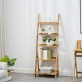 thumbnail image 2 of BALANBO 5 Tier Bookshelf & Leaning Ladder Shelf for Display & Storage Rack & Multipurpose Bamboo Organizer Shelves Furniture Home Office,for Living Room, Kitchen, Office  ?Natural?, 2 of 7