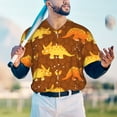 thumbnail image 4 of Fotbe Dinosaurs and Leaves Baseball Jersey Shirt for Men and Women, Casual Short Sleeves Button Down T-Shirt-XX-Large, 4 of 9