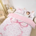 thumbnail image 2 of spefrowx Princess Rose Bow Bedding for Kids, Vintage Floral Print Duvet Cover Full, Pink Reversible, 3-Piece, 1 Duvet Cover and 2 Pillowcases, 2 of 6