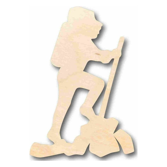 Unfinished Wood Hiker Silhouette - Craft- up to 46" DIY 24" / 1/4"