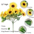 thumbnail image 4 of Ramo de girasol artificial, girasol de seda, flor amarilla falsa, decoración del hogar, decoración de boda, ramo de novia, decoración DIY, paquete de 2..., 4 of 7