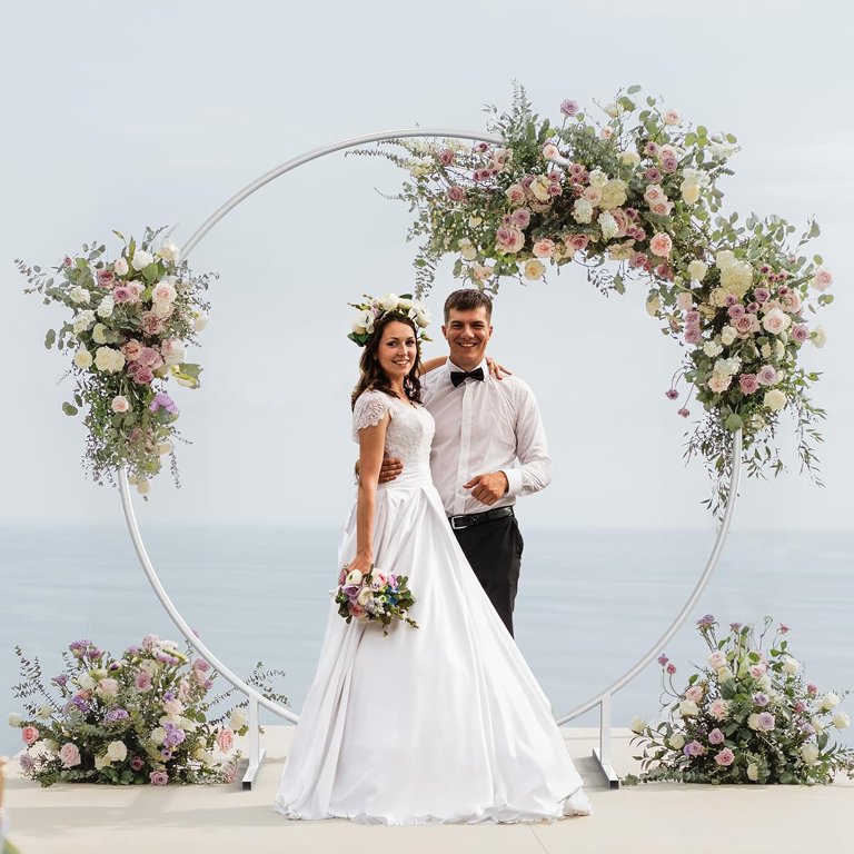 Liacere 6.6ft Round Backdrop Stand - Gold Metal Wedding Arch, Balloon Arch Stand For Parties, Baby Showers, Events