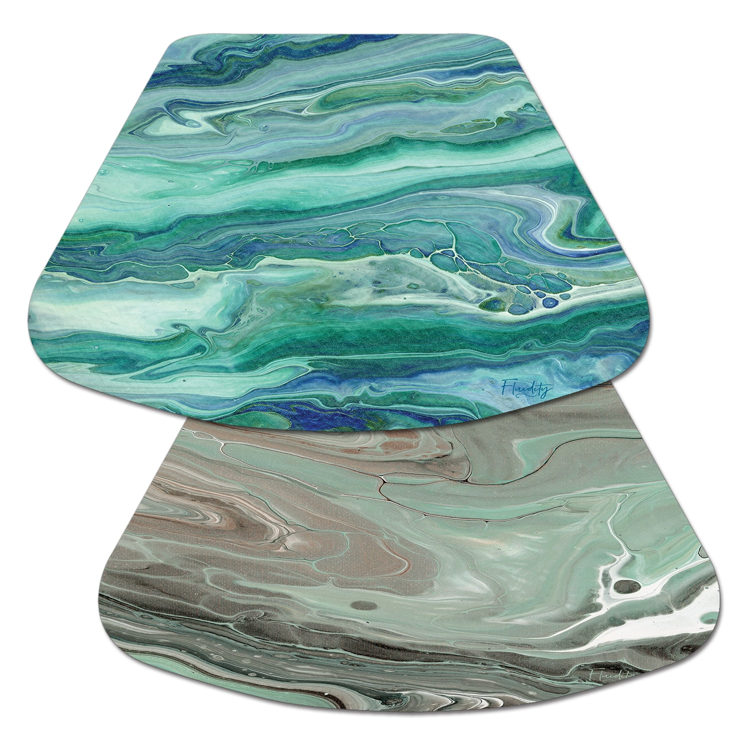 WipeClean Reversible Wedge Shaped Placemats, Fluidity, Set of 2, Made
