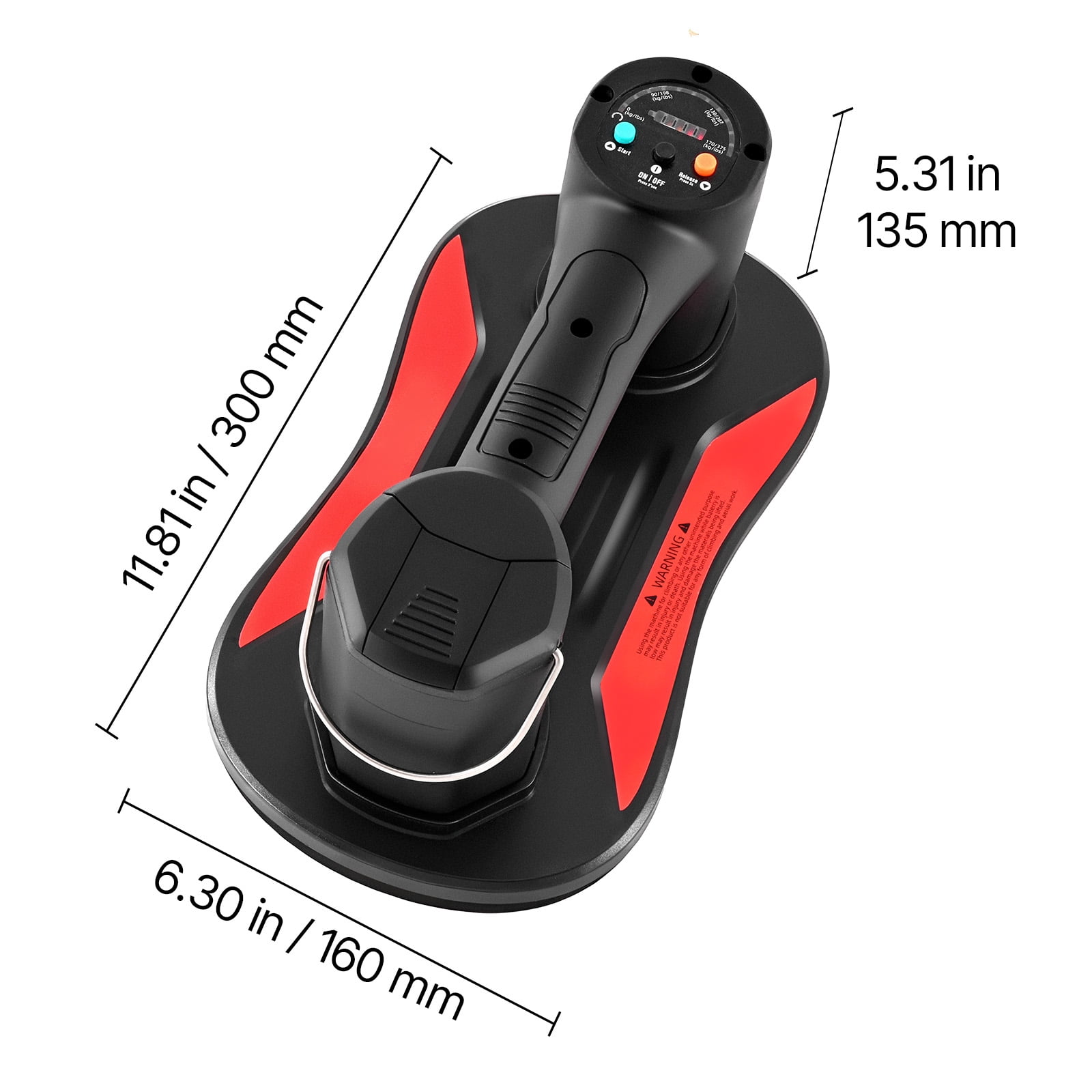 KFFKFF Electric Vacuum Suction Cup, 375 lbs Lifting Capacity, Vacuum Glass Lifter with Digital Display, Durable Suction Tool for Handling Tile, Granite, Wood, Pavers, Drywall, and Windows