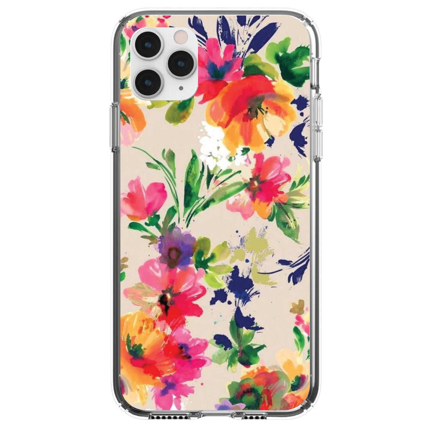 Distinctink Clear Shockproof Hybrid Case For Iphone 11 6 1 Screen Tpu Bumper Acrylic Back Tempered Glass Screen Protector Pink Purple Floral Flowers Walmart Com Walmart Com