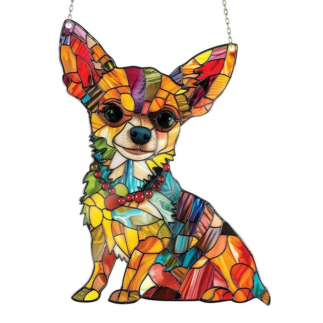 Regalos para Perros,Acrílico de Colores Dachshund Salchicha Perro Ventana Colgante Cadena 30cm Encantador Regalo,Regalos para Perros
