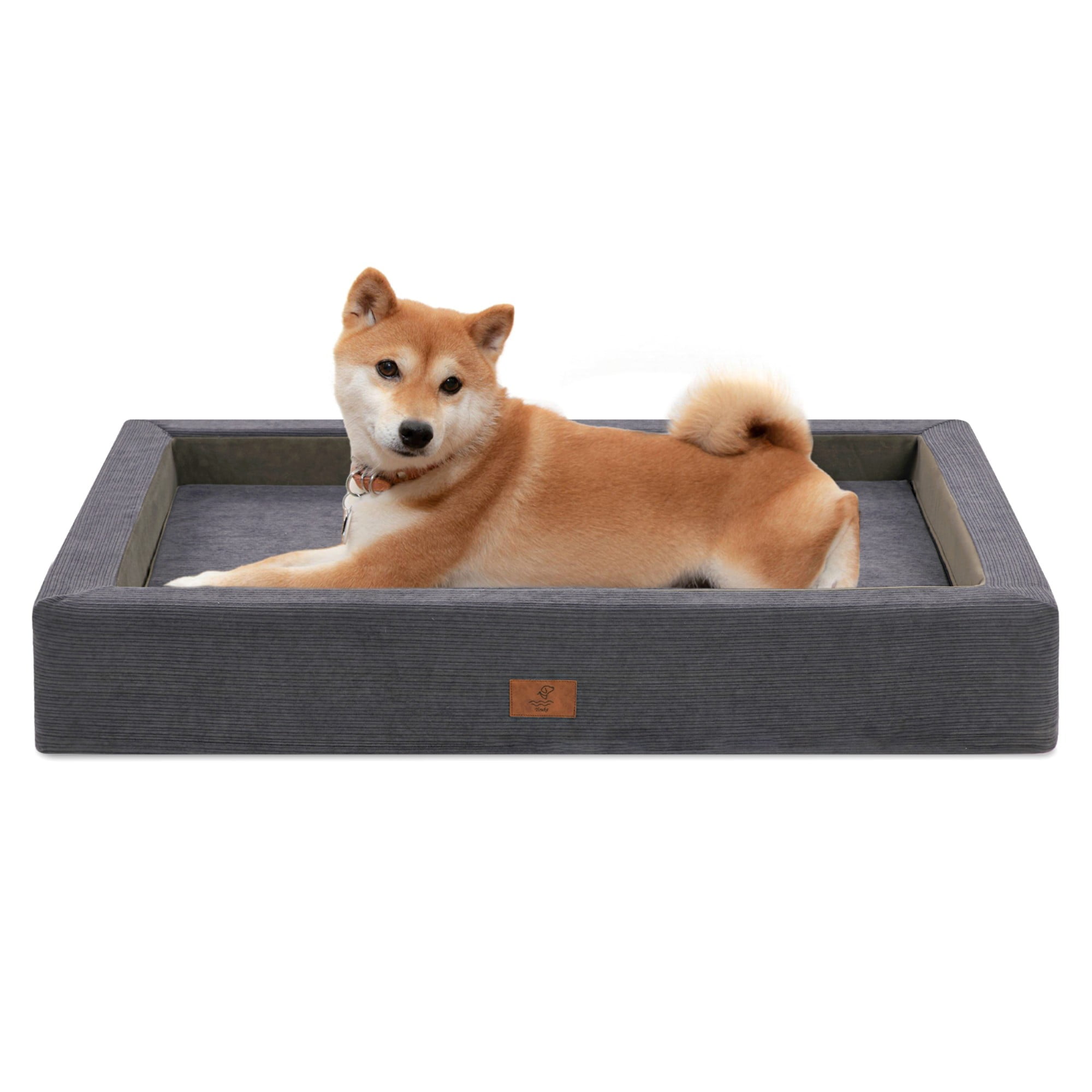 Casa Paw Orthopedic Dog Bed – Memory Foam, Waterproof Cover, Bolster Design, Nonskid Bottom (Large, Brown)