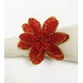 thumbnail image 4 of Fennco Styles Hand Beaded Christmas Poinsettia Napkin Rings, Set of 4 - Red Glass Bead Flower Napkin Holders for Home, Dining Room, Banquet, Family Gathering, Winter Holiday Décor and Special Occasion, 4 of 5
