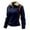 Navy, variant on APEXFWDT Women's Quarter-Zip Pullover Shearling Stand Collar Light-Fleece Sweatshirt Long Sleeve Color Block Top with Pockets, for Casual Gatherings