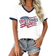 thumbnail image 2 of Usa Shirt for Women Soccer Jersey Short Sleeve Shirts Usa Jersey Contrast Binding V Neck Plus Tee Tops, 2 of 4