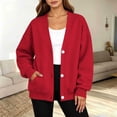 thumbnail image 5 of Rutainlusire Ladies V-Neck Button Up Fleece Sweatshirt with Kangaroo Pocket for Casual Wear, 5 of 6