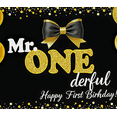 thumbnail image 4 of Mr ONEderful Happy First Birthday Banner Black Gold Bow Balloon Decoration Backdrop Party Supplies Photography Props Celebration Events, 4 of 8