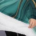 thumbnail image 3 of Oversized Wearable Blanket Hoodie,Teal Gold Marble Pattern Sherpa Blanket Hoodie with Super Pockets,Super Warm Fuzzy Pullover for Women & Men, 3 of 6
