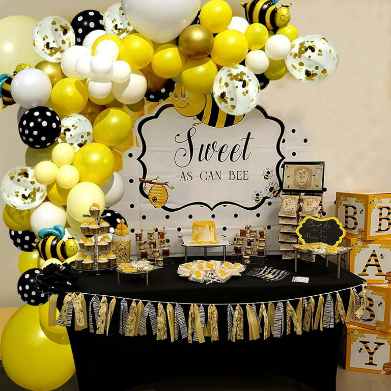 AYUQI Bee Balloon Garland Arch Kit Yellow White Black Polka Dot Foil Bumble  Bee Balloons for Baby Shower Gender Reveal Birthday Bee Day Party Decoration  