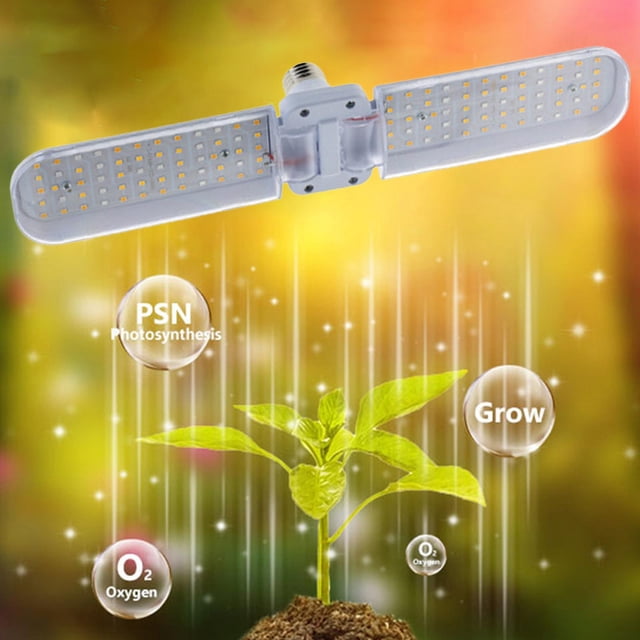 Luz LED Plegable perfecl Bombilla de Base E27 para Plantas de Interior Invernadero Jardín 24W 2 Hojas 360mm
