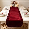 thumbnail image 6 of Doghiosgha Satin Ruffle Table Runner Wedding Bridal Shower Birthday Dinner Table Decor, 11.8x47.2 Inch, Red, 6 of 6