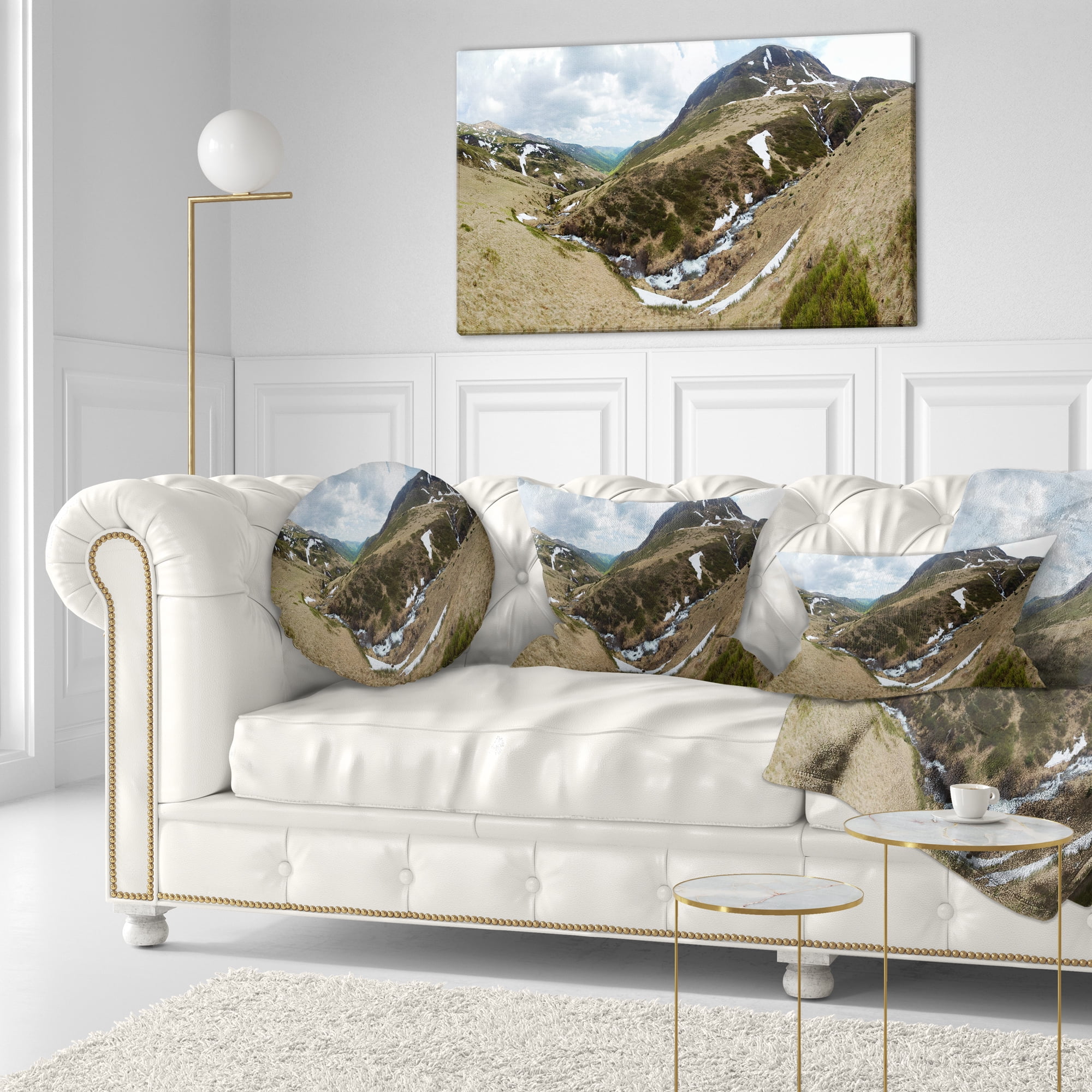 Designart Wild Sprint Mountain Panorama - Landscape Printed Throw Pillow - 12x20