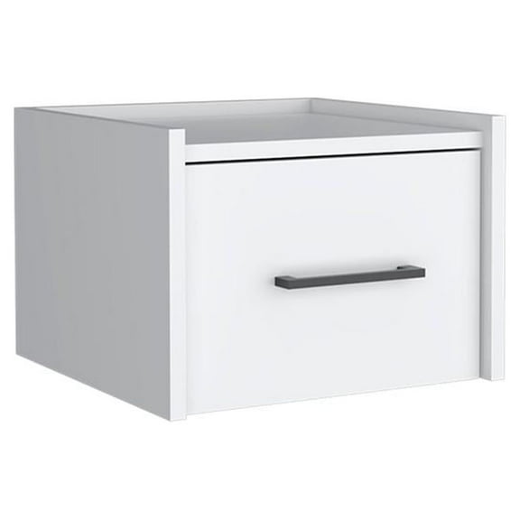 Yorktown Floating Nightstand Handy Drawer White Engineered Wood