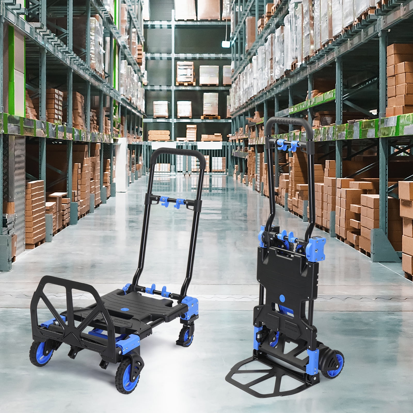 Ktaxon 2 in 1 Portable Hand Truck Hand Cart, Foldable Dolly, 330LB Capacity, with Retractable Handle