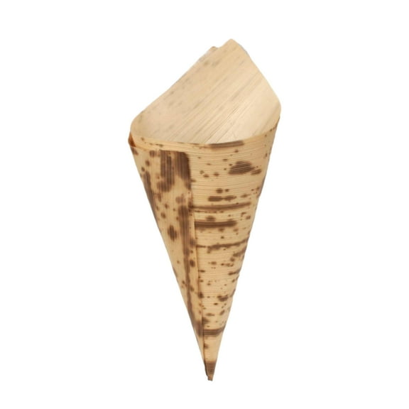 BambooMN Disposable Premium Appetizer Bamboo Leaf Cone - 5.12" x 2.25" - 300 Pieces