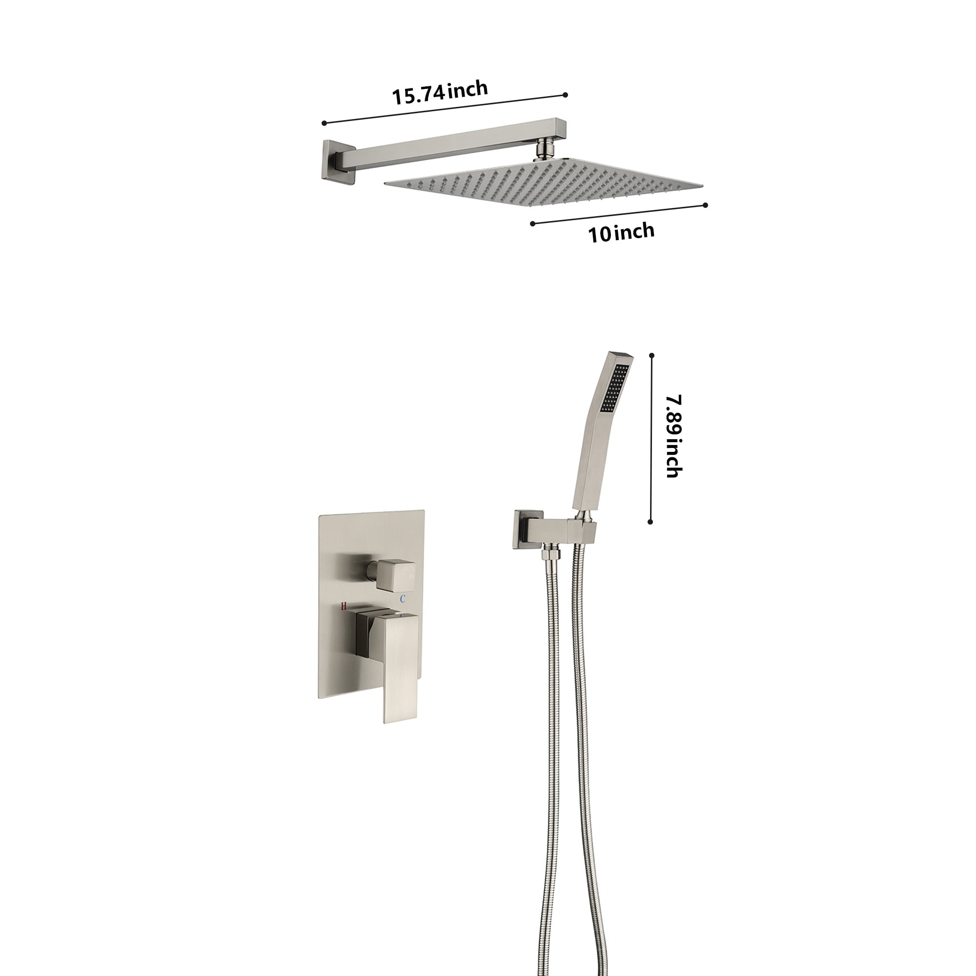 10 Inch Bathroom Rain Shower System Set Wall Mount, Rainfall Shower Head with Handheld