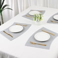 thumbnail image 7 of REGALWOVEN 6 Pack Place Mats Faux Leather Placemats for Kitchen Dining Table Decor Silver 20*12in, 7 of 7
