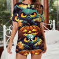 thumbnail image 2 of Halloween Scary Night Full Moon 2 Pack Women’s Pajama Set Print Sleepwear And Shorts Y2k Loungewear Sets S-5XL, 2 of 7