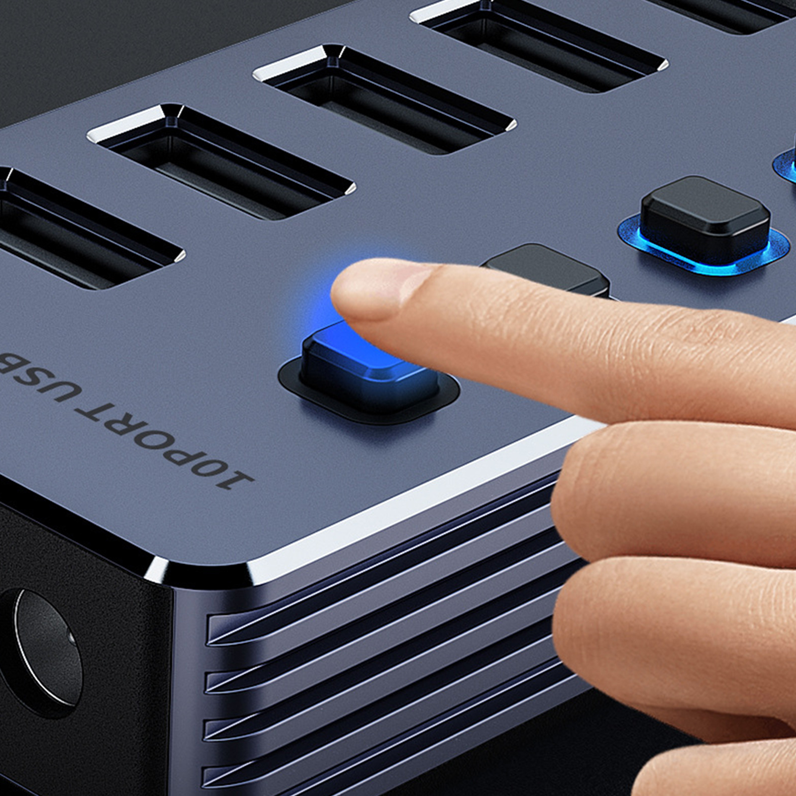 Aluminum USB3.0 Docking Station 4/7/10 Port Charging Adapter for Efficient Data Transfer and Power Management