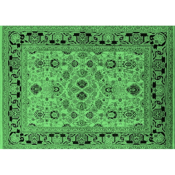 Ahgly Company Indoor Rectangle Oriental Emerald Green Industrial Area Rugs, 8' x 10'