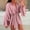 Pink, variant on Zedker Women's Solid Color Mini Dresses Summer V-Neck Short Ruffle Hem Short Wrap Dresses, Plus Size White L