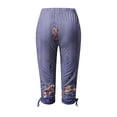 thumbnail image 5 of Mrat High Waisted Cropped Pants for Women Printed Workout Capris Drawstring Boho Yoga Pants Casual Shorts Cropped Tights Drawstring Side Capris Leggings Trousers Blue_OO L, 5 of 5