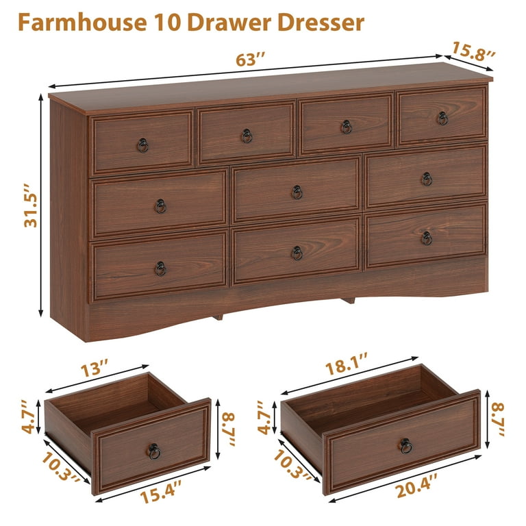 10 foot long dresser Amazon.com: MULEJYBO 10 Drawer Large Black Dresser for Bedroom, 47.2" Long Chest of Drawers with Deep Drawers, Modern Wooden Storage Dresser for Closet, 36.2" Tall TV Stand for Living Room, Hallway, Entryway :