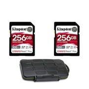 Kingston Canvas React Plus 256GB SDXC UHS-II SD Card (2-pack) with Memory Case