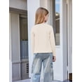 thumbnail image 5 of Arshiner Girls Pleated Long Sleeve Shirts Crewneck Casual Fashion Tops Blouse Tee, 5 of 6