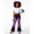 thumbnail image 4 of Girls Flared Pants, Wide Leg Bell Bottom Trousers, Digital Print Casual Kids Pants for Girls, Slim Fit Spring Summer Outfit (Ages 4-13), 4 of 6