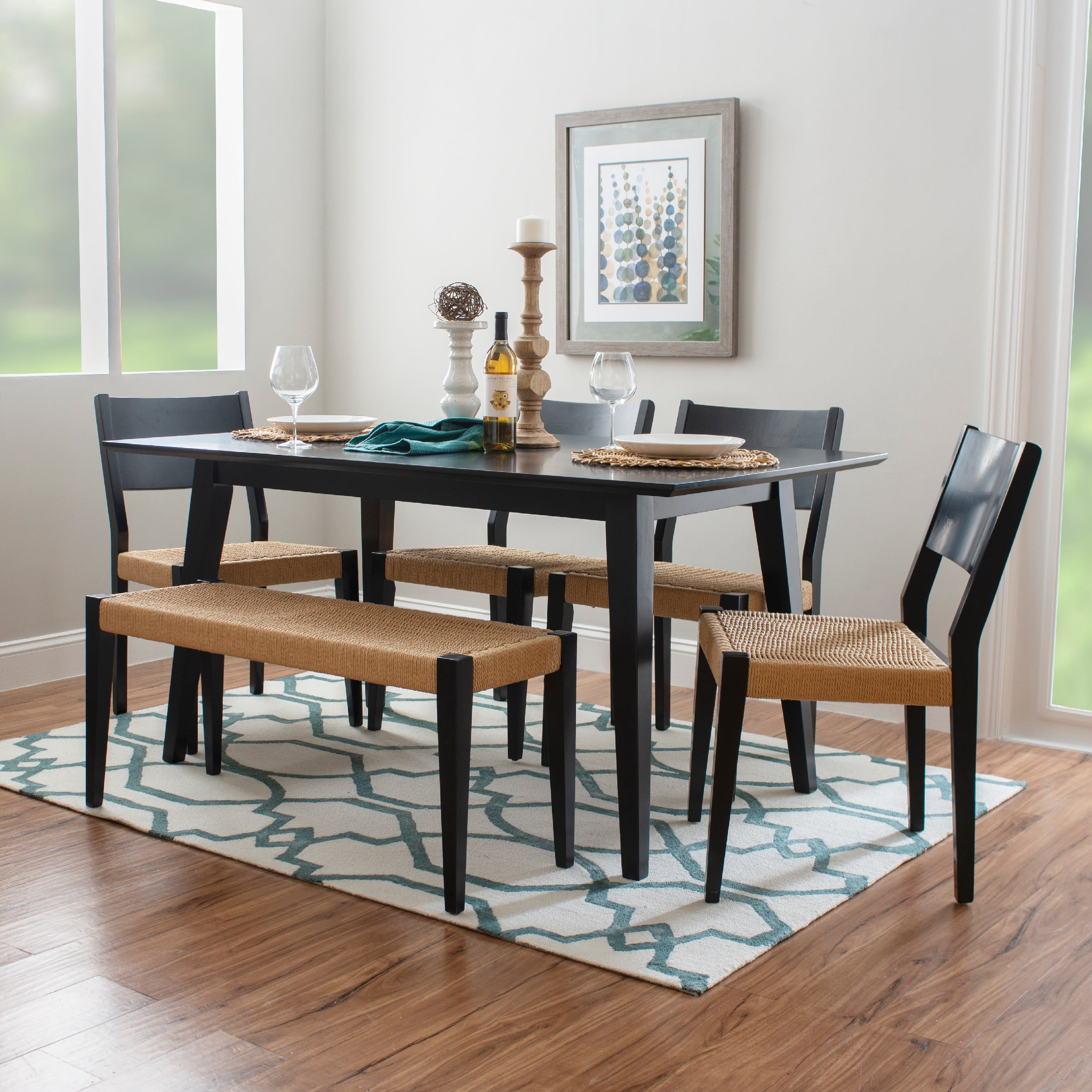 Powell Crawford 6-Piece Indoor Dining Set, Black