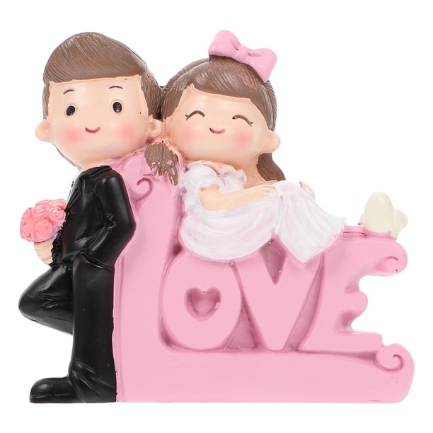1pc Día de San Valentín Resina Pareja Estatuilla Pequeña decoración de escritorio Estatuilla Regalo